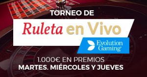 Paston Torneo de ruleta en vivo 1000€ en premios